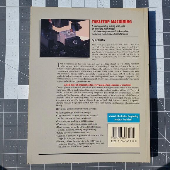 Tabletop Machining by Joe Martin Paperback 2nd Printing 1999 - Machine Tools - Picture 2 of 6